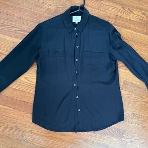 Sezane Midnight Black Button-Down Shirt